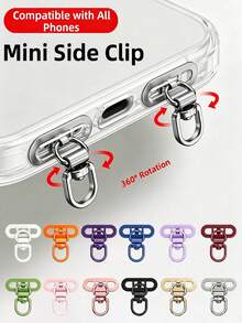 2/4/6pcs Mini 360° Rotating Ultra-Thin Stainless Steel Metal Phone Lanyard Clip, Multiple Macaron Color Options Compatible With IPhone 18, DIY Phone Case Side Hanging Speaker Hole, Single Hole Metal Connector, Anti-Drop Anti-Loss Finger Holder, Compact Ultra-Thin, Comfortable Grip, Phone Charm Decoration, Creative Personalized Phone Lanyard Connector, Phone Case Back Adhesive Pad Fixed Bracket, Universal Phone Accessory - Multicolor - View 3