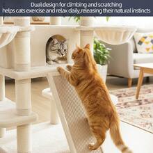 Multi-Level Cat Tree 173cm Cat Tower With Double Condos, Soft Hammocks, Sisal Scratching Ramp, Top View Perch And Dangling Pom-Poms, Stable Cat Play Furniture For Indoor Cats - Beige - View 7