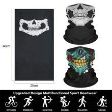 LOTANK 1Pack Multifunctional Seamless Tube Scarf Skull Pattern Face Mask, Breathable Neck Cover For Motorbike Riding Camping Running Halloween Party - Multicolor - View 3