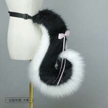 1pc Cute Realistic Animal Ear Hair Accessory With Tail, Cosplay Accessory, Folded Ear Puppy Ears And Dog Tail Headband - A - View 7