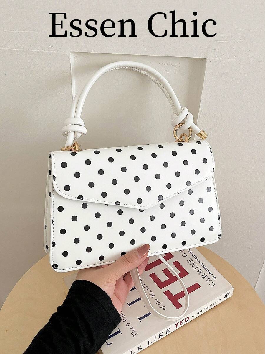 1件白色波點PU小方型女款手提包 - 白色 - 查看 1