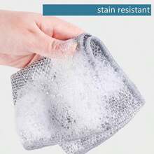 6pcs Steel Wire Fiber Cleaning Cloths, Kitchen Dishwashing Pot Scrubbing Powerful Stain Removal, Durable Reusable Cleaning Cloth - Silver - View 5