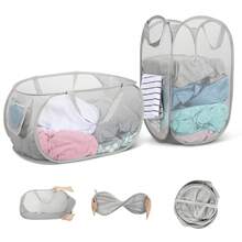 2-Pack Collapsible Mesh Laundry Baskets With Handles, Breathable Storage Bins, Suitable For Bathroom, Camping, Dorms, And Travel - View 9
