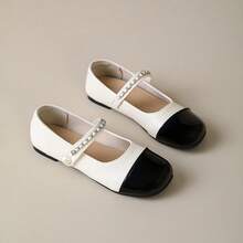 Women's Two-Tone Mary Jane Flats, Pearl Strap Square Toe Casual Shoes, Suitable For Daily Commute, Dating And Leisure Outings - Beige - View 8