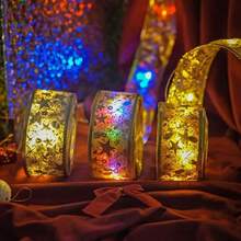 LED Fairy String Lights, Battery Powered, Christmas Tree Decoration, Tabletop Decor, Bow Ornament, Suitable For Christmas, Holiday Party, Indoor, Living Room, Entrance, Bedroom Decoration - Battery-operated Ribbon Fairy Lights - View 3