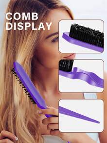 7pcs Purple Hair Styling Tool Set - Suitable For Girls Braiding Hairstyles, Salon, Beauty Essentials, Back To School, Vacation Essentials, Travel Essentials - Mauve Purple - View 6