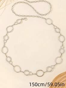 1pc Silver O-Ring Waist Chain Belt, Adjustable Round Chain Body Chain, Punk Street Style Waist Belt, Suitable For Party, Nightclub And Daily Wear - Silver - View 13
