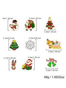6/9pcs Christmas Element Design Cute Brooch, Suitable For Women's Daily Wear, Holiday Events, Gift Giving - Multicolor - View 6