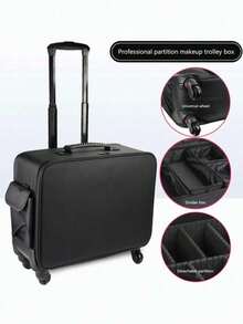Professional Large Capacity Rolling Makeup Case, Eyelash Extension, Nail Art, Beauty Supplies Storage Box - Black - View 1