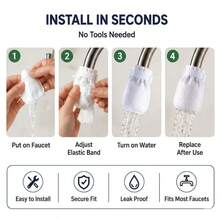 22pcs Faucet Filter Bags (Includes 20 Filter Cartridges And 2 Fixing Straps) Kitchen Drain Pipe Filter, High-Efficiency Pre-Filtration To Intercept Rust, Sediment And Impurities, Practical Water Purification Accessory - A - View 2