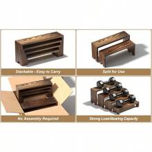 4 Buah Rak Display Kayu Bertingkat Besar, Cocok untuk Berbagai Acara Pameran | Rak Penyimpanan Parfum yang Dapat Ditumpuk, Unisex | Rak Display Dekoratif | Set Display Meja Kayu | Rak Display Pesta - 4pcs - View 11