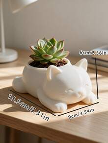 2pcs Cat Shaped Mini Planters, 3D Printed Succulent Pots, Multi-Color Flower & Plant Containers, Perfect For Girls Window Sill Office Desk Succulent Planting - Cat-shaped - View 7