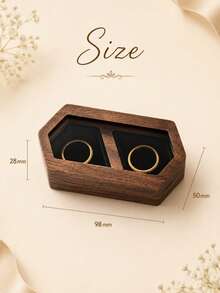 Custom-Made Walnut Ring Box, Personalized Wedding Ring Box With Names And Dates, Wooden Double Slot Ring Bearer, Engagements, Weddings, Anniversaries, Valentine'S Day, Rustic - Multicolor - View 8