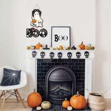 2pcs Halloween Wooden Sign Set, Boo Wall Sign With Hat, Ghost Wooden Sign With Pumpkin, Bat Spider Wooden Decor, Horror Theme Party Wall Decoration, Suitable For Home Office Yard Farmhouse Porch Decoration - Multicolor - View 4