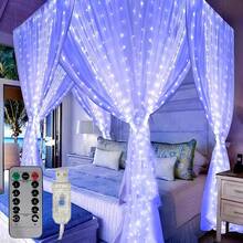 LED Garland Curtain Lights, 8 Modes, With USB Remote Control, Suitable For Wedding, Christmas, Home, Holiday Decoration - White - View 11