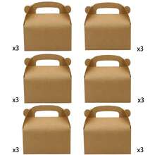 Brown Party Favor Treat Boxes Goodie Paper Box With Handles | Candy Gable Gift Boxes Perfect For Birthday, Babyshower, And Any Fun Party - Style 1 - View 9