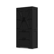 Rustic Style Kitchen Cabinet With 2 Drawers And Adjustable Shelves, Barn Door Design Side Cabinet, Suitable As Storage Furniture For The Kitchen, Dining Room And Living Room, Black Color. - 1 - View 6