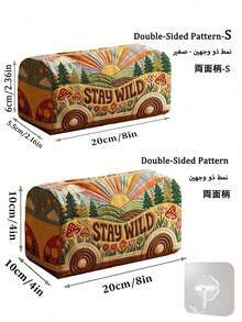 新款 2D「STAY WILD」巴士與森林圖案絎縫化妝包，輕量便攜可堆疊收納，透氣網布搭配可水洗內裡，適合收納化妝刷、口紅、保養瓶、珠寶等小物，滿足日常整理、過夜旅行、度假與健身房收納需求，旅行愛好者的理想選擇，幫您整齊便捷地整理小物品 - 彩色 - 查看 11