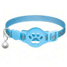 1pc Cute Paw Print Airtag Cat Collar With Holder & Bell, Safety Buckle Small Cat Collar Adjustable Classic Plaid Suitable For Cats And Small Dogs, Pet Accessories, Gift - Multicolor - View 10