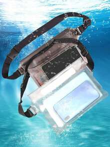 Large Capacity Waterproof Phone Pouch, Touch Screen Photography Crossbody Bag, Swimming Beach Diving Sealed Cover, Rafting Gear - White - View 1