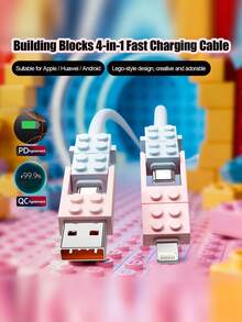 Kabel Pengisi Daya 240W (MAX) Gaya Blok Bangunan Empat-dalam-Satu, Kabel Data Pengisian Cepat Empat-dalam-Satu Gaya Tampilan Kelas Atas untuk Adaptor Daya. Ini adalah kabel data untuk iPhone Seri 14-18, Seri Pro, Pro Max, dan dapat digunakan dengan pengisi daya portabel. Kabel pengisi daya ini cocok untuk iPhone 18/17/16/15/14/13/12/11/XR/X/XS/PLUS/6s, S24/S23/S22/S21, dan model lainnya. - MultiWarna - View 15