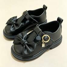1 Pair New Cute Girls' Mary Jane Shoes, Hollow Wave Lace T-Strap Design, School Activities, School Uniform, Stage Performance, Party, Wedding Flower Girl Princess Shoes, Bow Decor, Daily Dress Casual Flat Shoes, Sweet Style Loafers, Birthday Party, Event, Performance, Banquet Girls' Shoes - Black - View 5