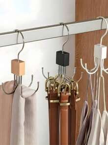 Belt Storage Rack, 360° Rotating Metal Hanger, Can Store Hats, Underwear, Ties, Belts, Scarves; Storage Hooks For Dorm, Home, Campus, Hotel Use, Portable For Travel - Multicolor - View 5