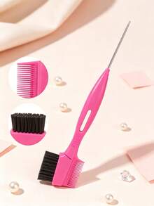 2/3 Pcs Professional Dual-Ended Edge Control Brush & Steel Pin Tail Comb, 2-In-1 Eyebrow Brush Hair Styling Tool, Precision Sectioning For Braiding, Portable For Home Salon Travel On-The-Go Touch Ups - Multicolor - View 7