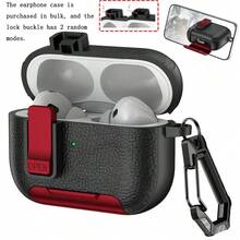 1個皮革紋理耳機保護殼 防丟鎖扣式 相容 Apple 第1/2代、Pro/Pro2、Pro3、Apple 第3/4代 保護殼支架 - 彩色 - 查看 13
