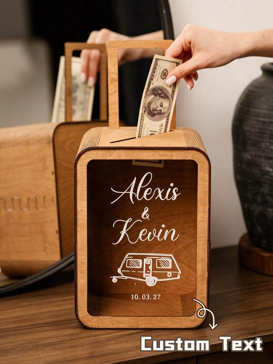 Personalized Suitcase-Style Wedding Card Box, Customized Adventure Fund Savings Jar, Travel Keepsake Storage Box, Home Decor Savings Box, Birthday Gift - Multicolor - View 1