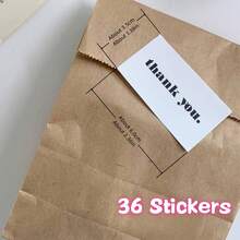 36 Stickers /600 Stickers "Thank You" Square And Round Ins-Style Minimalist Gift Bag Sealing Sticker, Decorative Sticker, Appreciation Label, Dessert Sticker - White - View 9