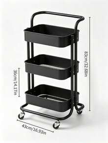 Three-Tier Mobile Storage Trolley With Universal Wheels For Easy Pushing And Pulling; Hollow Draining Baskets, Stable Structure And Ample Storage Space, Suitable For Multiple Scenarios Such As Kitchens And Living Rooms. - Random Color - View 10