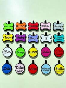 Customized Pet ID Tags, Personalized Dog Name Tags, Engraved Cat Tags, Pearl Acrylic Phone Number Tags - Multicolor - View 9