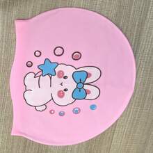 Cute Cat Print Silicone Swim Cap, Snug Fit Hair Protection Swimming Cap For Pool Training And Water Play - Multicolor - View 9