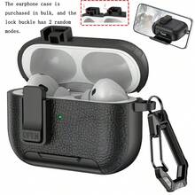 1個皮革紋理耳機保護殼 防丟鎖扣式 相容 Apple 第1/2代、Pro/Pro2、Pro3、Apple 第3/4代 保護殼支架 - 彩色 - 查看 40