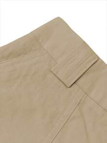 Solid Color Casual Cargo Shorts, Summer (Belt Not Included) - Light Camel - View 9