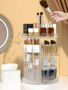 360° Rotating Makeup Organizer, 21*28cm Acrylic Cosmetic Display Rack, Suitable For Skincare, Perfume, Lipstick, Vanity, Bathroom Countertop, Makeup Storage, Makeup Accessories, Storage Box With Lid, Plastic Storage Box, Storage Organizer, Cosmetic Display Rack, Cosmetic Storage Box, Transparent Storage Rack, Cosmetic Storage Box - View 9