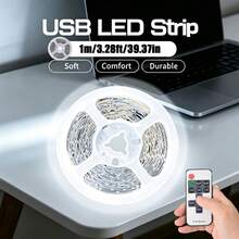 Acosh Neon 柔性 SMD 2835 USB LED 燈條，暖白色/白色，5V 附 RF 遙控器，適用於廚房家居櫥櫃裝飾 - 白色 - 查看 10