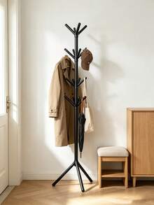 Household Tree-Shaped Floor Coat Rack, Easy Assembly Vertical Coat Rack, Vertical Coat Rack, Triangular Stable Base, Multi-Prong Hook Design. Suitable For Bedroom, Entryway, Strong Load-Bearing, Storage For Coats, Bags, Hats, Minimalist Versatile, Space-Saving, Practical Home Storage Item. - Multicolor - View 7