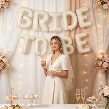 9pcs 16-Inch Cream White "BRIDE TO BE" Letter Balloons - Wedding Party Decorations, Perfect For Bridal Shower, Engagement Ceremony And Summer Events, Wedding Decor - View 2