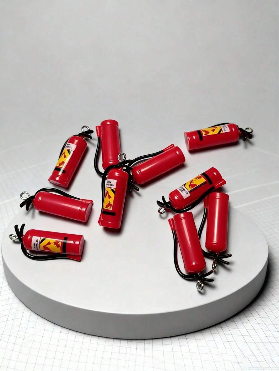 10pcs/Pack Mini Fire Extinguisher Pendant, Cute Plastic Keychain Charm, Jewelry Making Parts & Accessories, Suitable For DIY Crafts And Cosplay - Multicolor - View 1