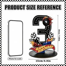 1件裝木製賽車號碼牌 (1-9)，7英吋賽車主題，適合生日派對2D節日裝飾，可用作桌面裝飾、拍照道具，理想的派對聚會場景配件 - 彩色 - 查看 5
