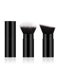 ronshadow 3pcs/2pcs Retractable Makeup Brushes With Protective Covers For Powder, Blush And Contour, Soft Bristles, Portable Makeup Tool - Multicolor - View 15