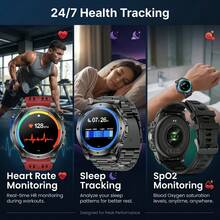 KENPANG Smartwatch GPS Premium untuk Pria, Baterai Tangguh 850mAh, Layar Sentuh Penuh 1,7 inci, Lampu LED Darurat, Pemosisian GPS Real-Time Terintegrasi, Tahan Air dan Guncangan IP68, Kompas, Altimeter, Barometer, Cuaca, 100+ Mode Olahraga, Pelacakan Data Aktivitas, Panggilan Nirkabel, Notifikasi Pesan, Pedometer, Pelacakan Tidur, Pelacak Kebugaran Pria, Kompatibel dengan OS dan Android, Cocok untuk Lari di Luar Ruangan, Mendaki, Bersepeda - View 6
