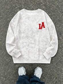 Streetwear Boys Crewneck Sweatshirt, Los Angeles LA Back Print Casual Fall Winter Top. - White - View 2