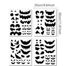 4pcs Halloween Pumpkin Decorative Stickers, Mixed Jack-O'-Lantern Ghost Funny Expression Stickers, DIY Pumpkin Face Sticker Set, Halloween Party DIY Handmade Decoration Supplies - View 7