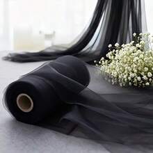 1 rollo de tela de tul negro misterioso para decoración de Día de San Patricio, fiesta de aniversario, Halloween y Navidad, Día de San Valentín, fondo de fiesta de eventos, celebración, Año Nuevo, escenario, lazos para sillas y decoración de mesa, gasa de malla para coser, textura transparente elegante, artículo decorativo duradero, alta elasticidad y cortina transparente decorativa - Ver 13