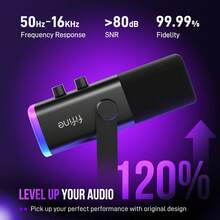 FIFINE AM8T Gaming USB/XLR Dynamic Microphone Kit With Boom Arm Stand, Headphone Jack, Mute Button, RGB Lighting, Suitable For Streaming, Recording, Podcasting, Video On PC - Black - View 3