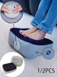 1/2PCS Inflatable Footrest, Inflatable Seat Cushion, Quick Inflation Travel Footrest, No Pump Required, Portable And Foldable, Suitable For Airplane, Concert, Camping, Fishing And Other Scenarios - Multicolor - View 1