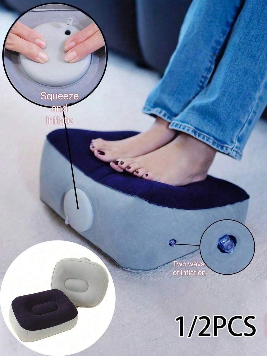 1/2PCS Inflatable Footrest, Inflatable Seat Cushion, Quick Inflation Travel Footrest, No Pump Required, Portable And Foldable, Suitable For Airplane, Concert, Camping, Fishing And Other Scenarios - Multicolor - View 1